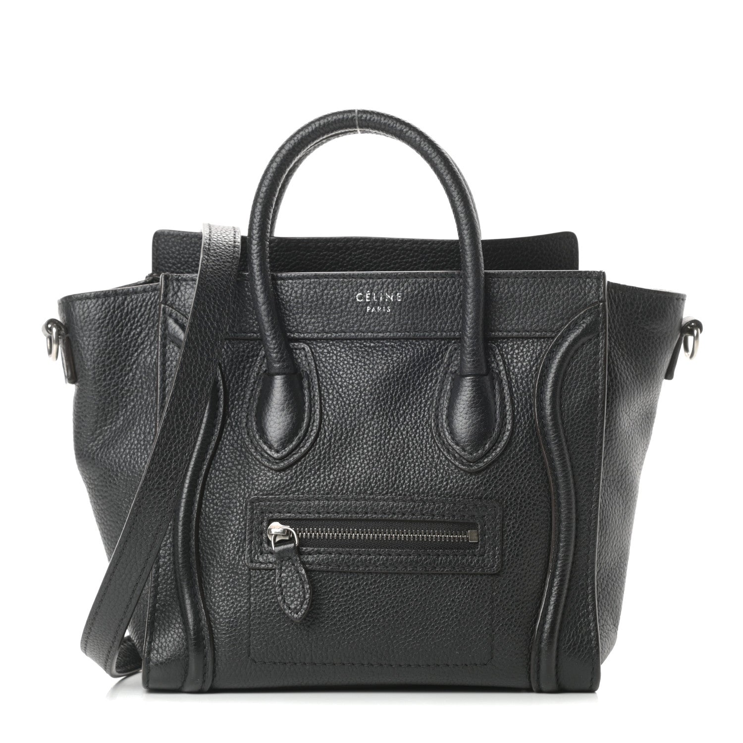 Celine Drummed Calfskin Nano Luggage Black 1 of 10