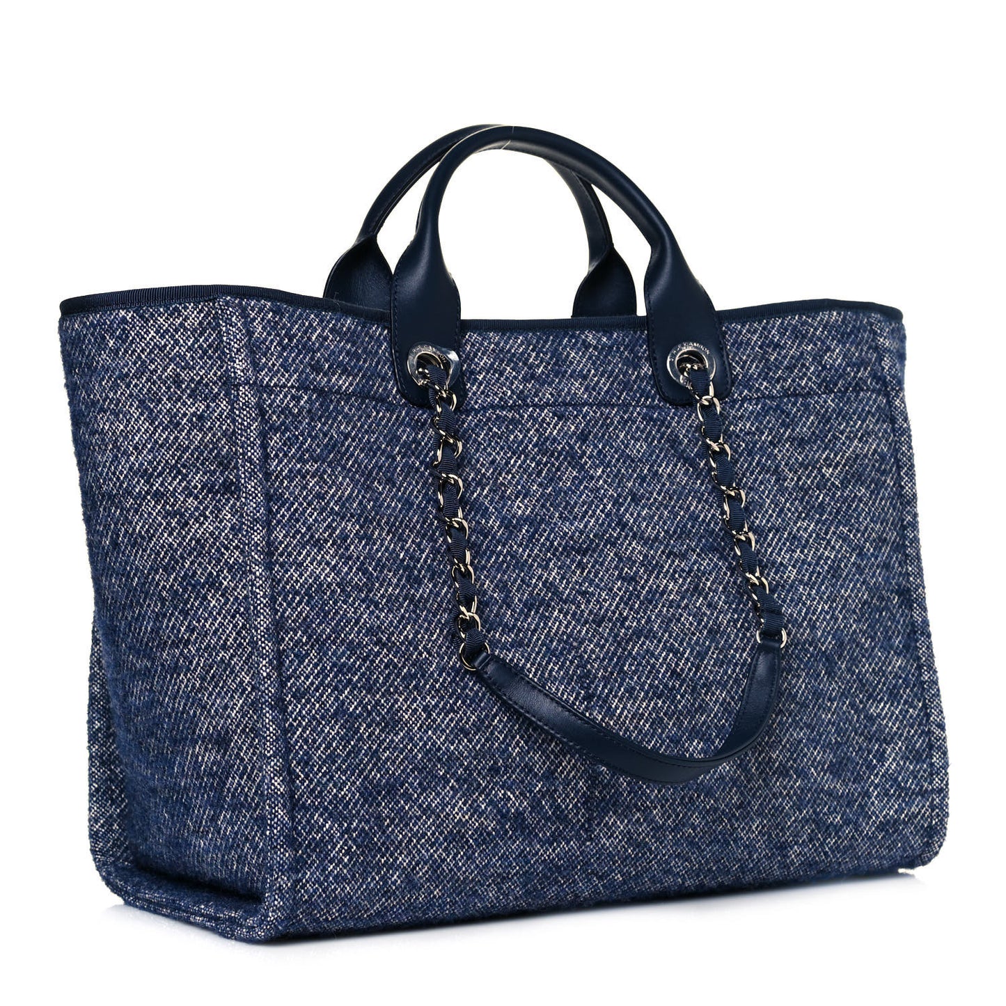 Mixed Fibers Calfskin Medium Deauville Tote Blue