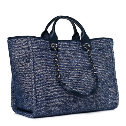 Chanel Mixed Fibers Calfskin Medium Deauville Tote Blue 3 of 13