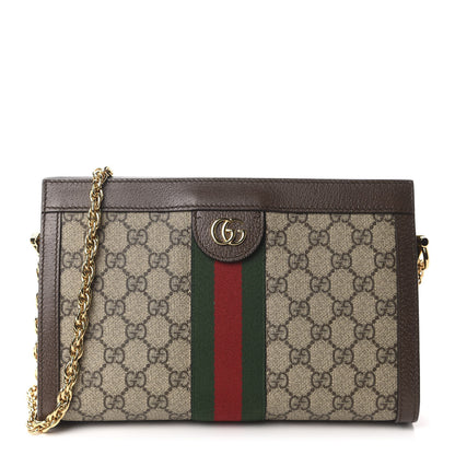 Gucci GG Supreme Monogram Web Small Ophidia Chain Shoulder Bag Brown 1 of 10