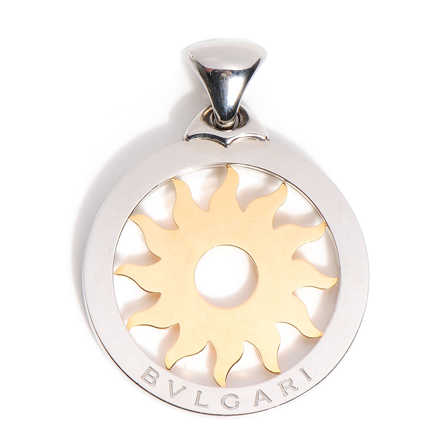 Stainless Steel 18K Yellow Gold Large Tondo Sun Pendant