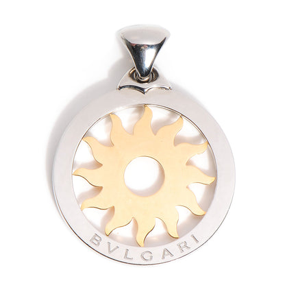 Bulgari Stainless Steel 18K Yellow Gold Large Tondo Sun Pendant 1 of 4