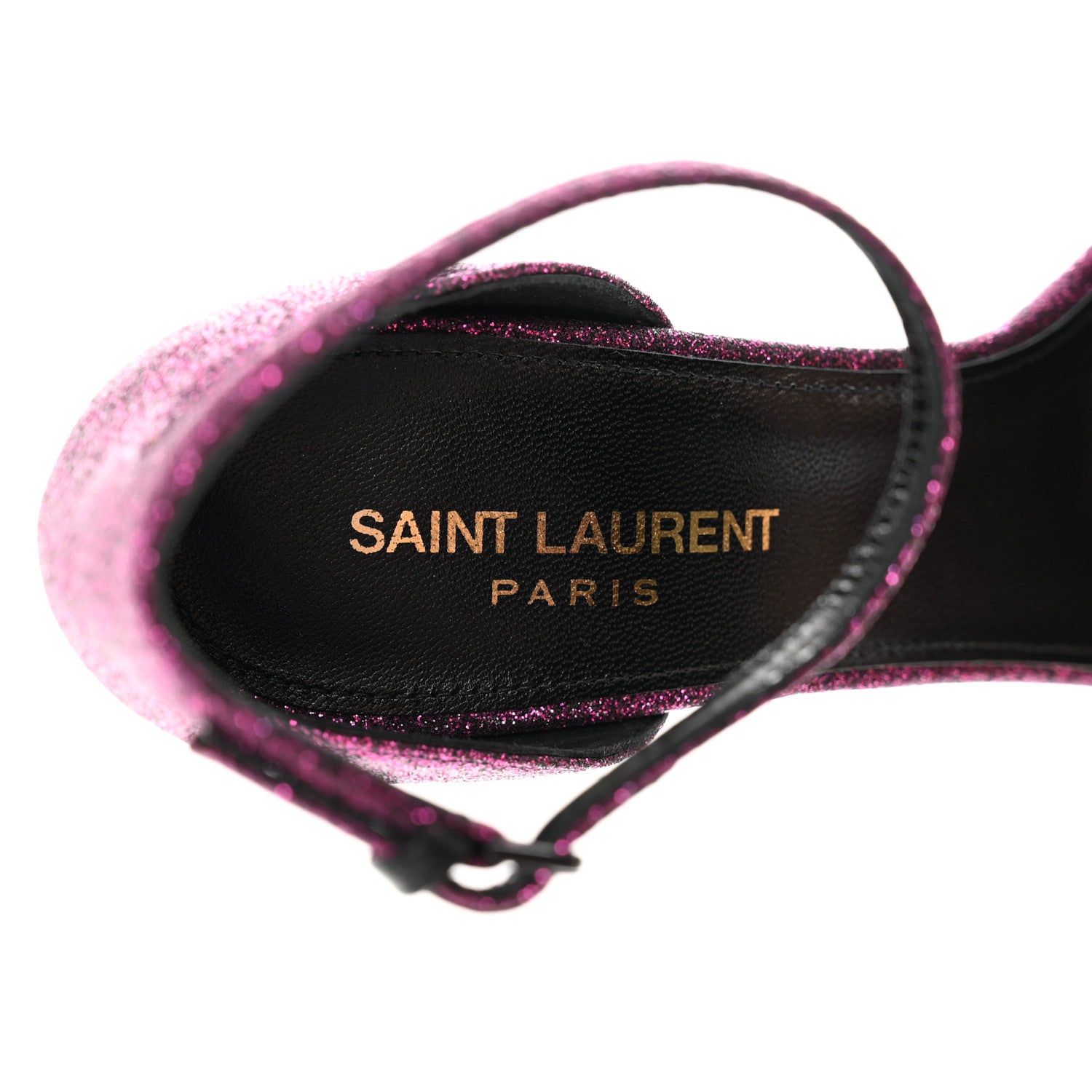 Saint Laurent Glitter Amber 105 Ankle Strap Sandals 38.5 Fuchsia 7 of 9