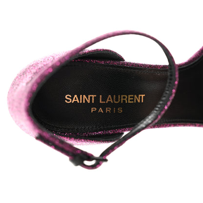 Saint Laurent Glitter Amber 105 Ankle Strap Sandals 38.5 Fuchsia 7 of 9