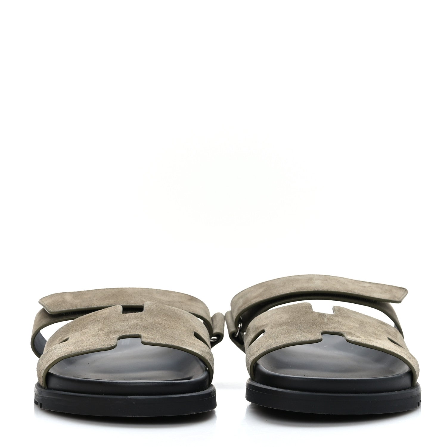 Hermes Suede Goatskin Mens Chypre Sandals 40.5 Beige Argile 2 of 8