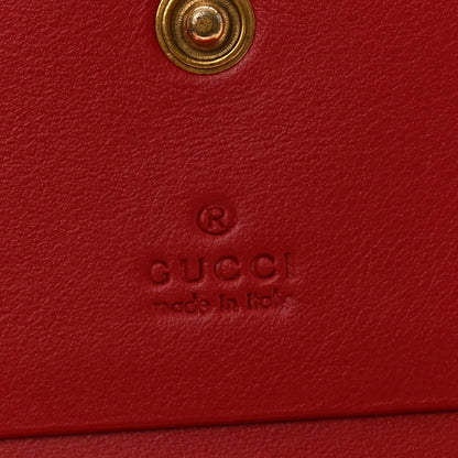 Gucci Calfskin Matelasse GG Marmont Card Case Wallet Hibiscus Red 6 of 10