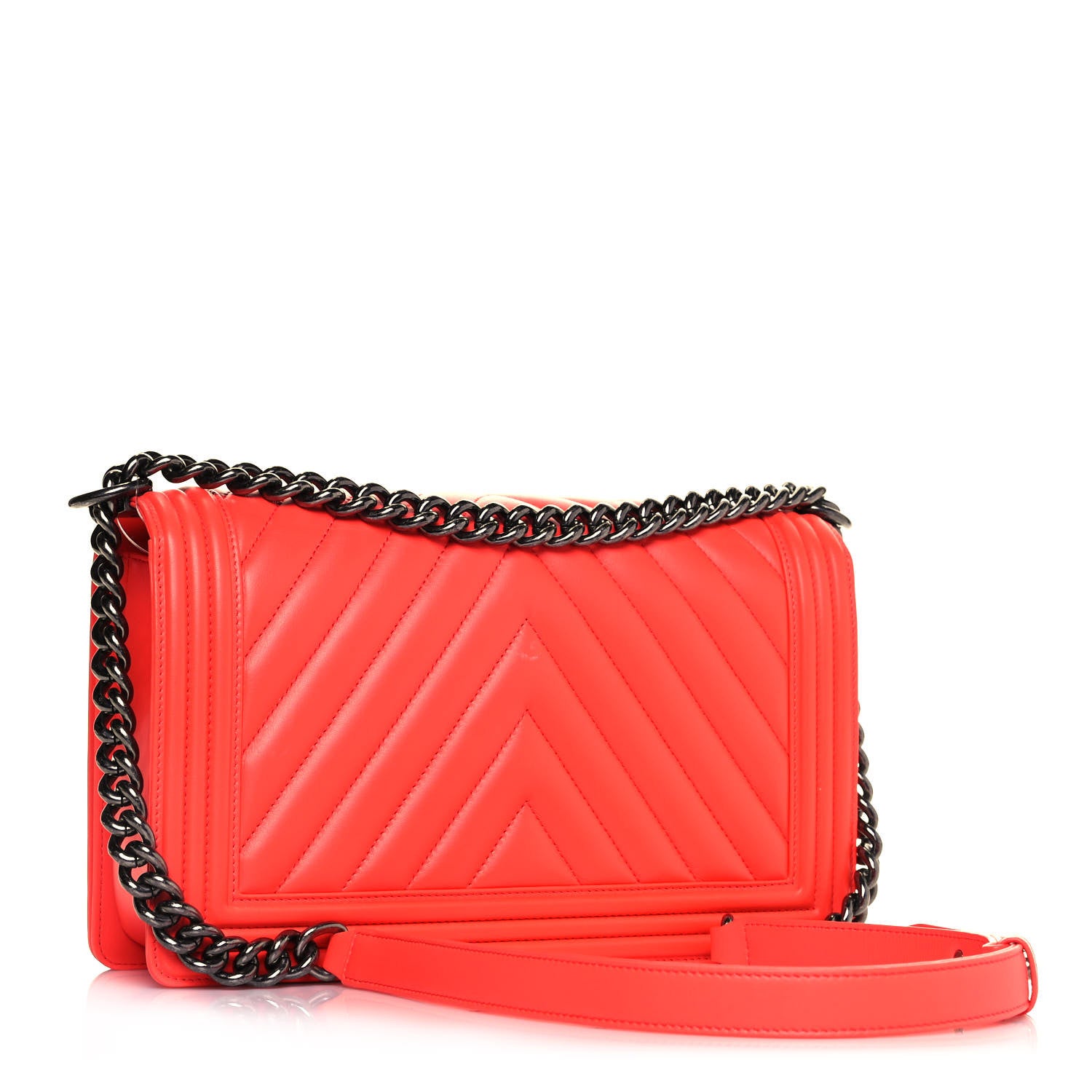 Chanel Calfskin Chevron Quilted Medium Boy Flap Coral 3 of 11