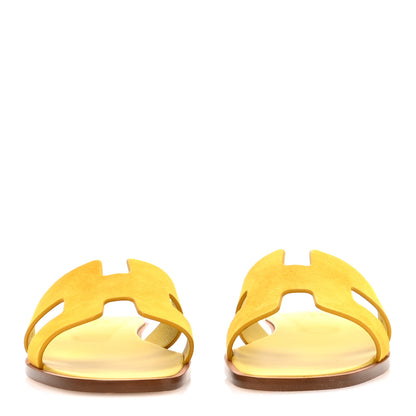 Hermes Suede Goatskin Oran Sandals 36 Jaune Bouton D'or 3 of 9