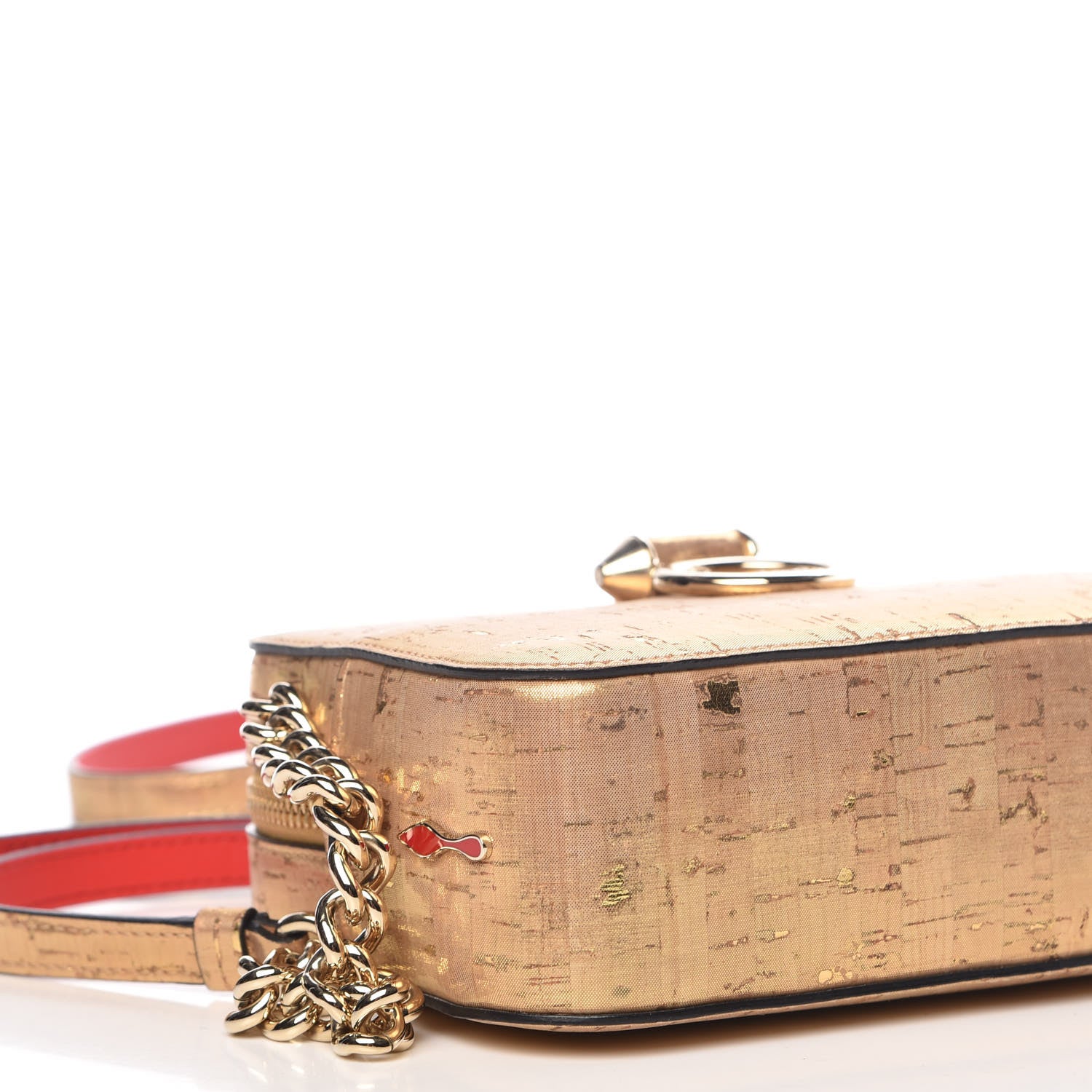 Christian Louboutin Metallic Liege Pepite Cork Mini Rubylou Crossbody Gold 5 of 11