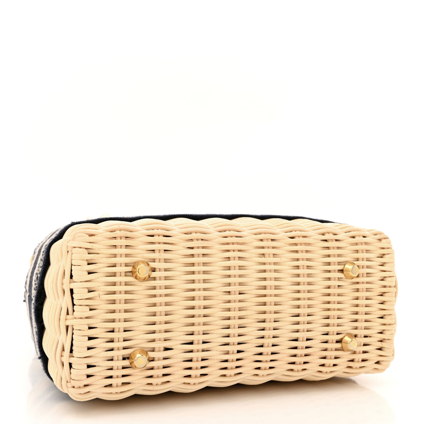 Wicker Oblique Mini Lady Dior Bag Blue