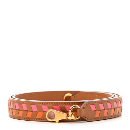 Hermes Epsom 25mm Tressage Shoulder Strap Abricot Rose Azalee Gold 1 of 6