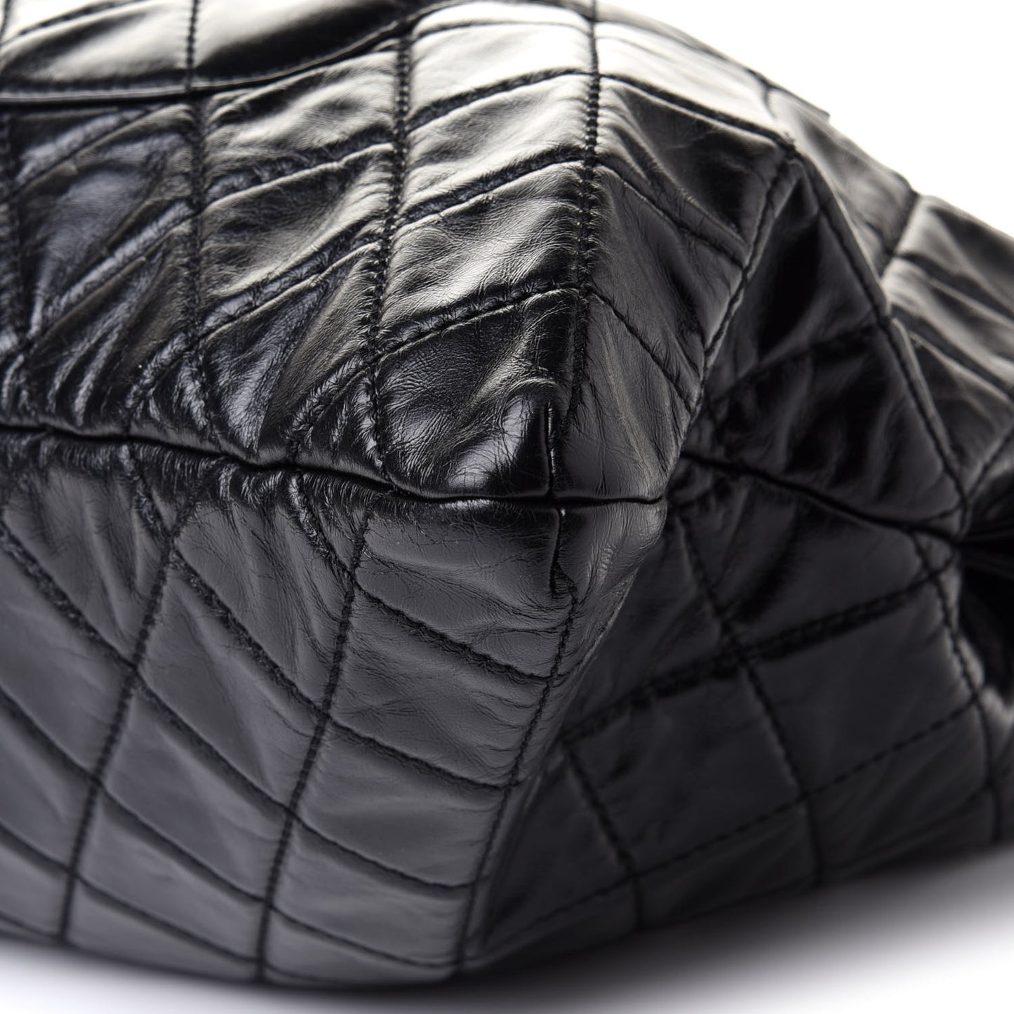 Glazed Calfskin Quilted Surpique Carryall Black