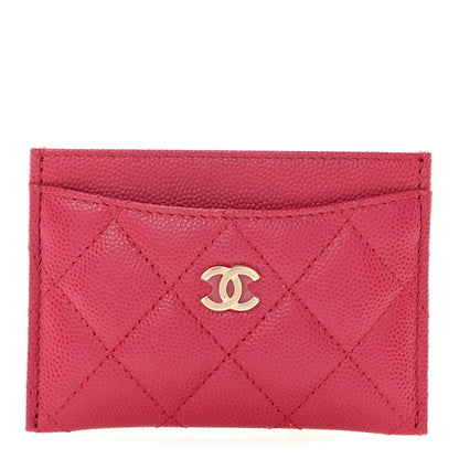 Chanel Caviar Quilted Card Holder Dark Pink 1 of 9