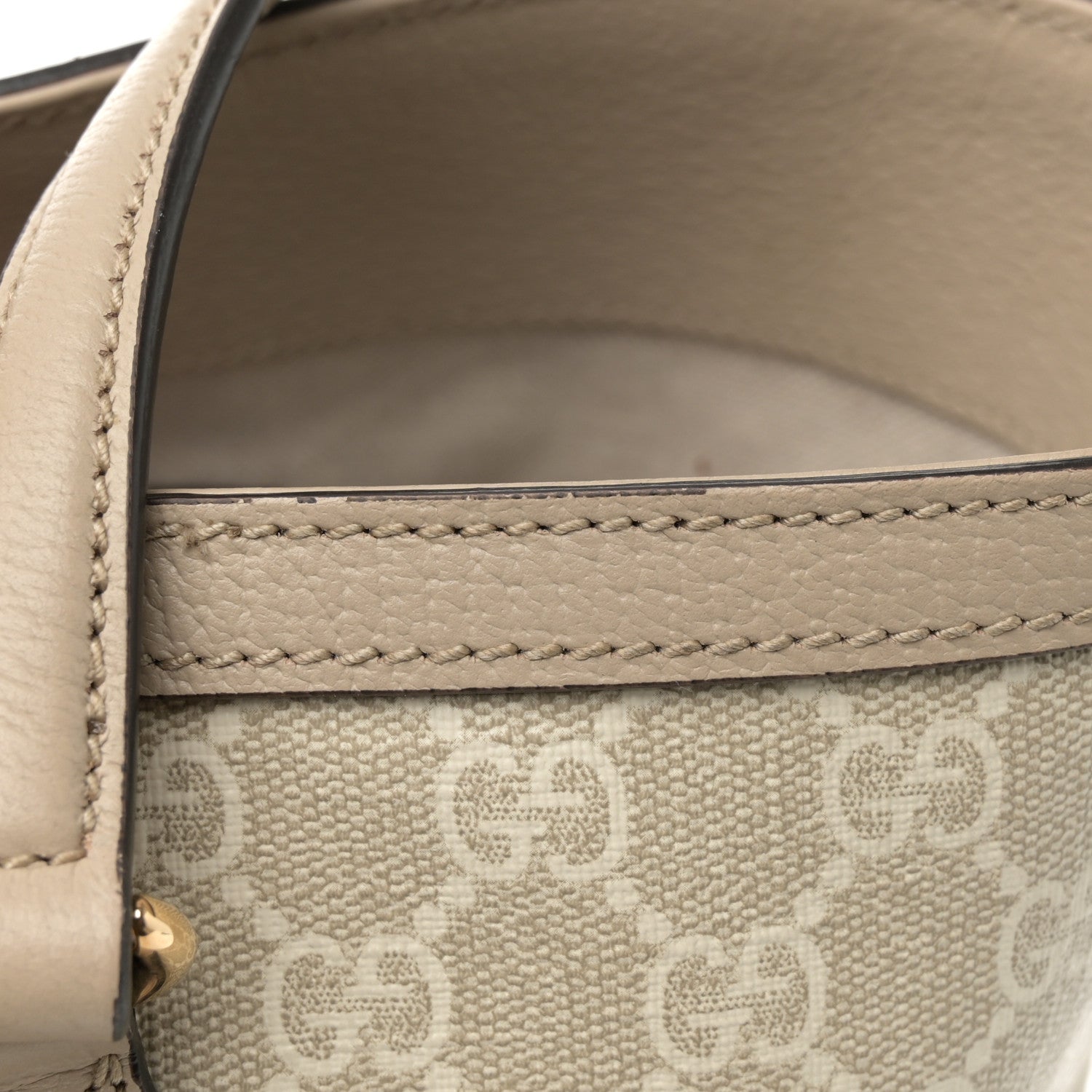 Gucci GG Supreme Monogram Textured Dollar Calfskin Web Large Ophidia Shopping Tote Beige Mystic White Oatmeal 11 of 13