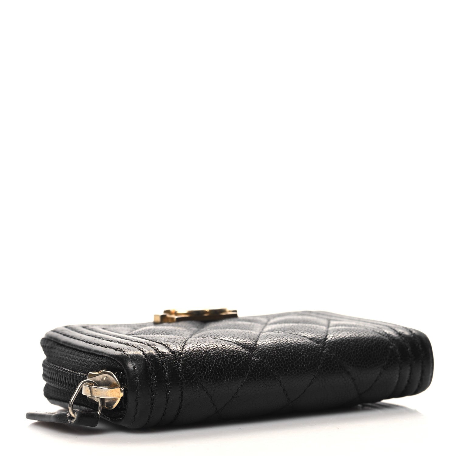 Chanel Caviar Quilted Boy Zip Around Coin Purse Wallet Black 4 of 8