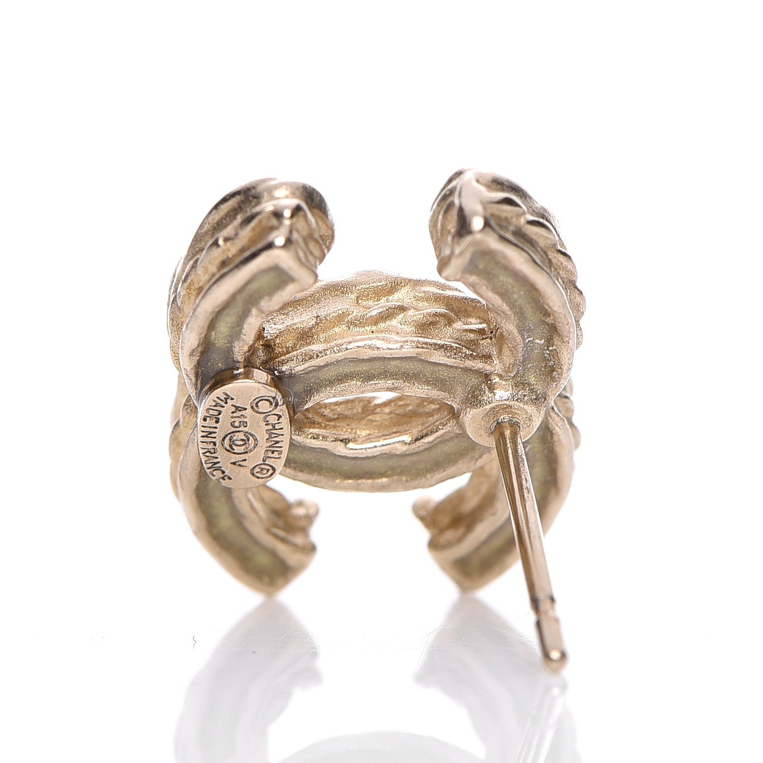 Chanel Crystal Timeless CC Earrings Gold 4 of 5