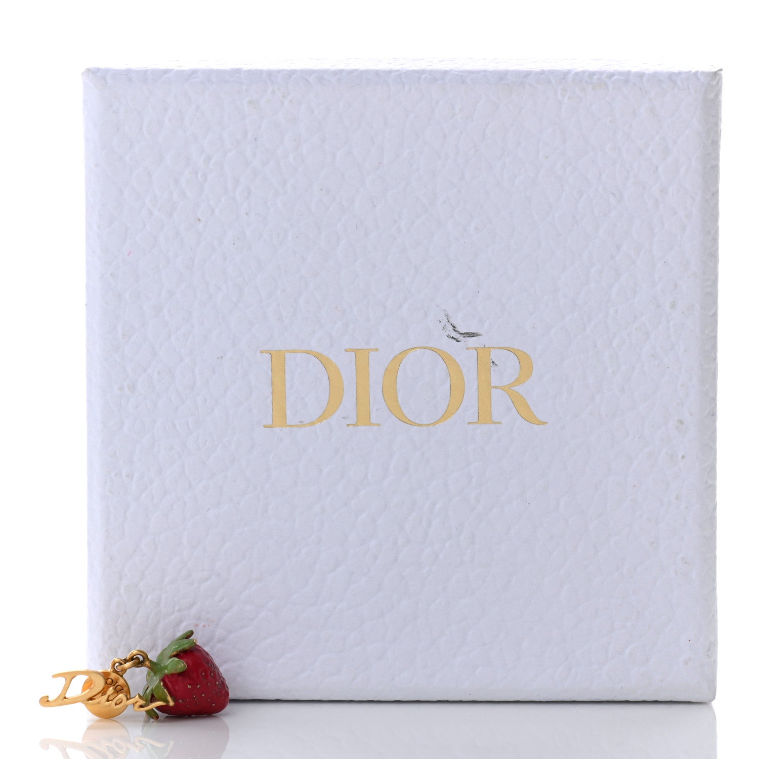 Christian Dior Metal Strawberry Logo Earring Gold Red 5 of 5