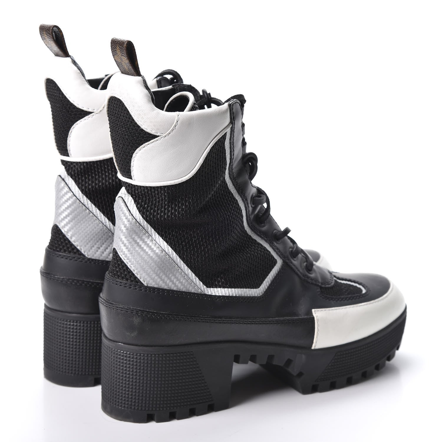 Louis Vuitton Calfskin Technical Nylon Laureate Platform Desert Boot 38 Black White 4 of 10