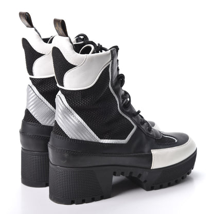 Louis Vuitton Calfskin Technical Nylon Laureate Platform Desert Boot 38 Black White 4 of 10