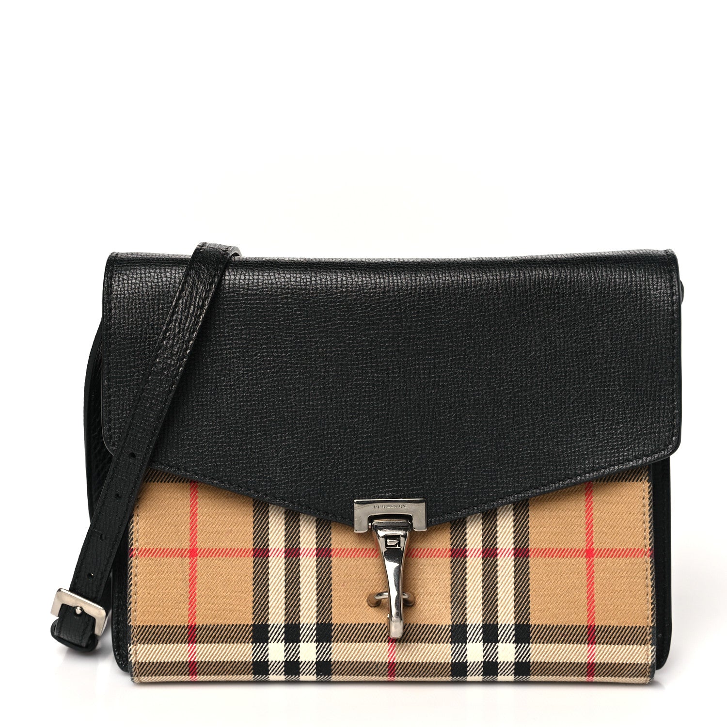 Burberry Derby Calfskin Vintage Check Small Macken Crossbody Bag Black 1 of 10