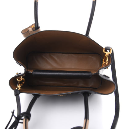 Prada Saffiano Cuir Small Bi-Color Double Bag Black Sabbia 5 of 10