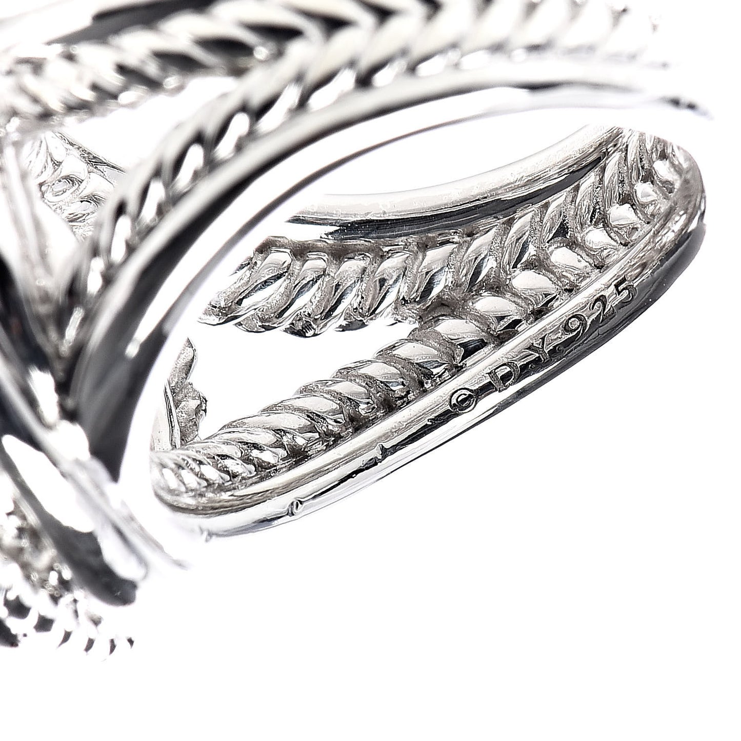Sterling Silver Diamond Pearl 10mm Crossover Ring 54 7