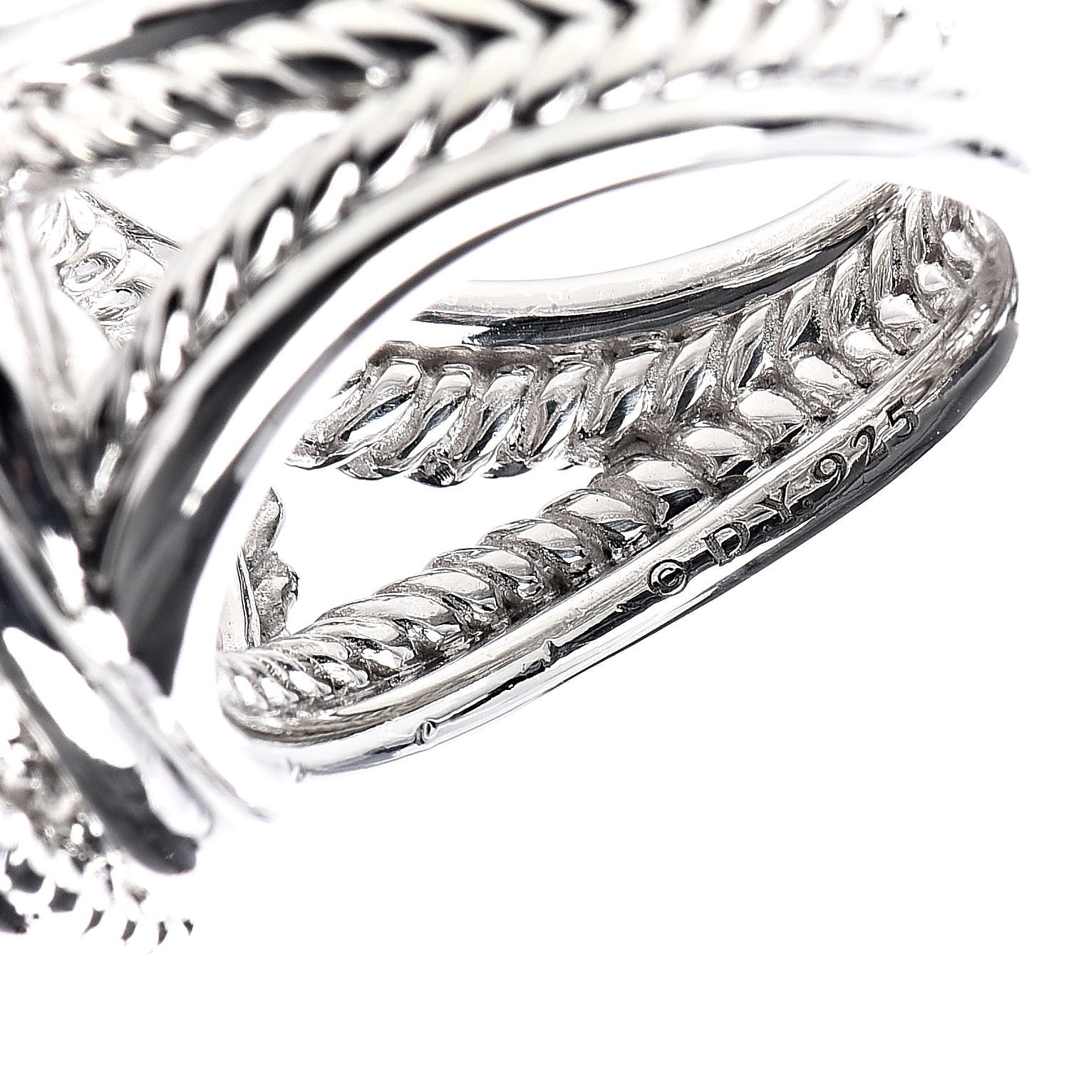 David Yurman Sterling Silver Diamond Pearl 10mm Crossover Ring 54 7 5 of 5