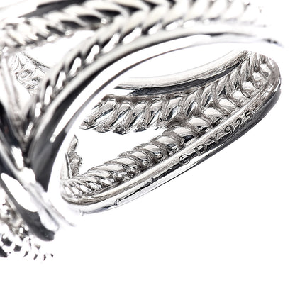 David Yurman Sterling Silver Diamond Pearl 10mm Crossover Ring 54 7 5 of 5