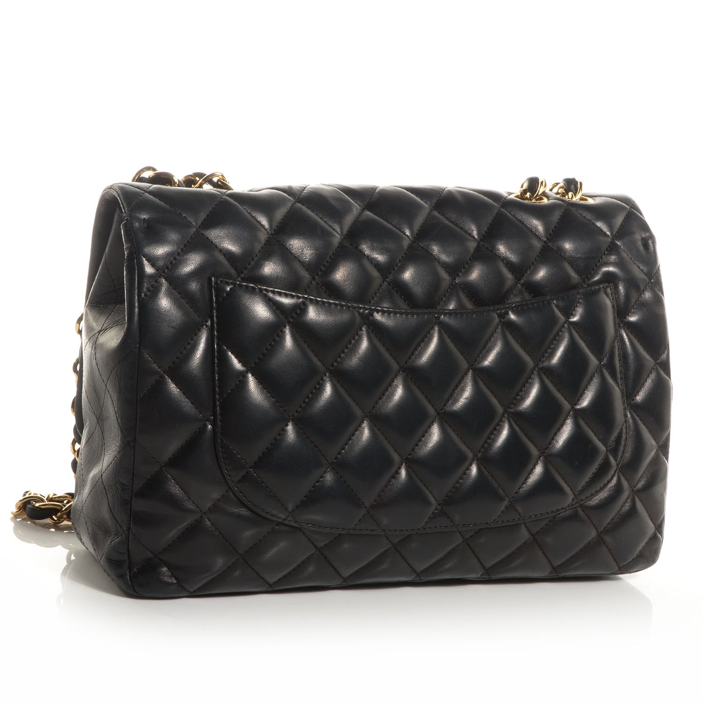 Lambskin Quilted Jumbo Single Flap Black