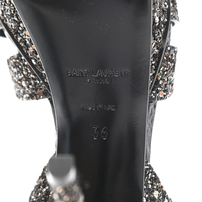 Saint Laurent Glitter Calfskin Ayers Tribute 75 Platform Sandals 36 Midnight 7 of 9