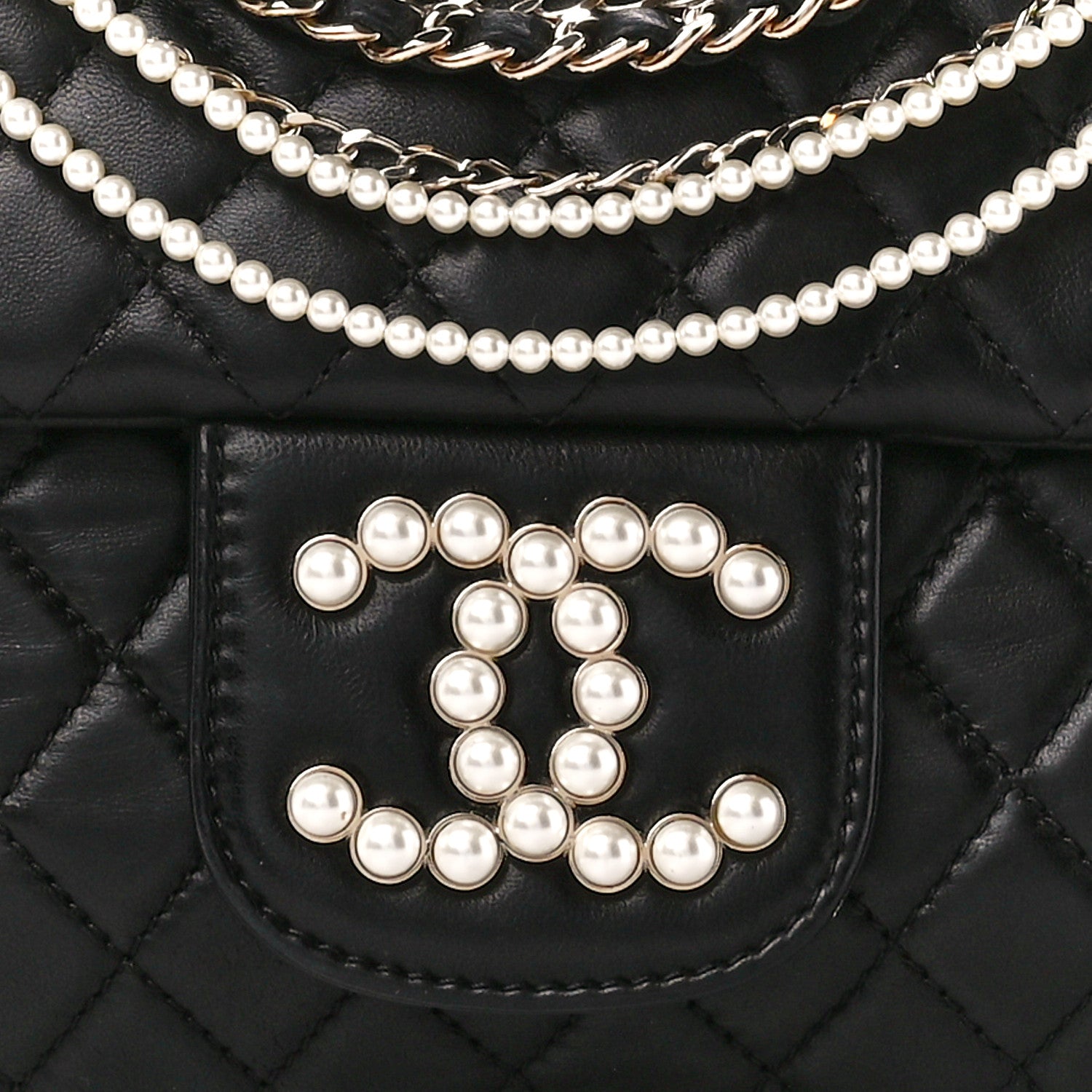 Chanel Lambskin Quilted Medium Westminster Pearl Flap Black 8 of 11