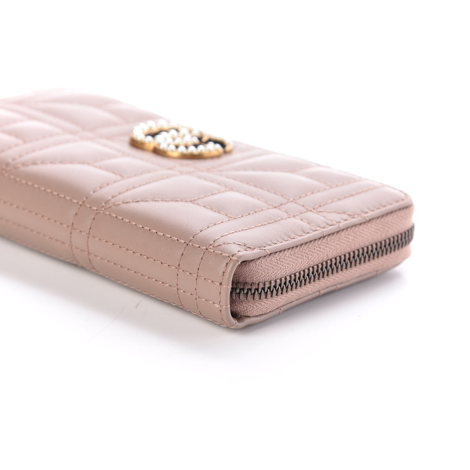 Gucci Calfskin Matelasse Pearly GG Marmont Zip Around Wallet Porcelain Rose 9 of 10