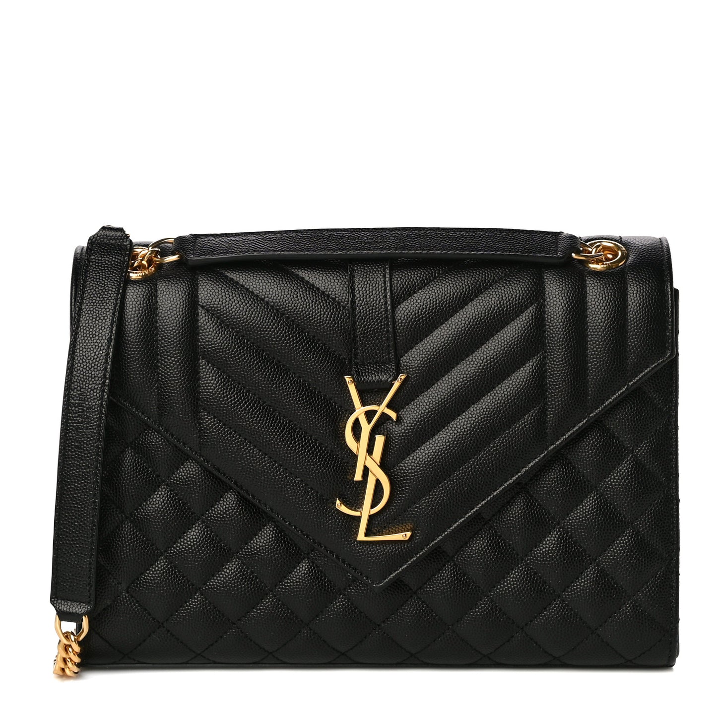 Grain De Poudre Textured Mixed Matelasse Triquilt Medium Monogram Satchel Black