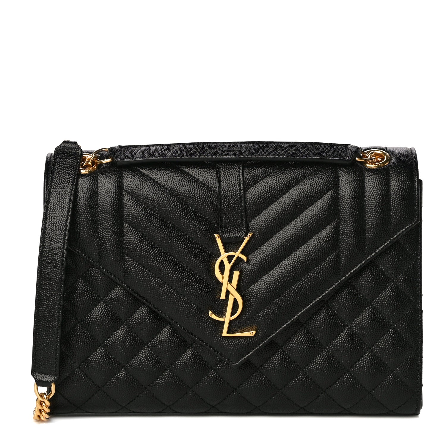 Saint Laurent Grain De Poudre Textured Mixed Matelasse Triquilt Medium Monogram Satchel Black 1 of 11