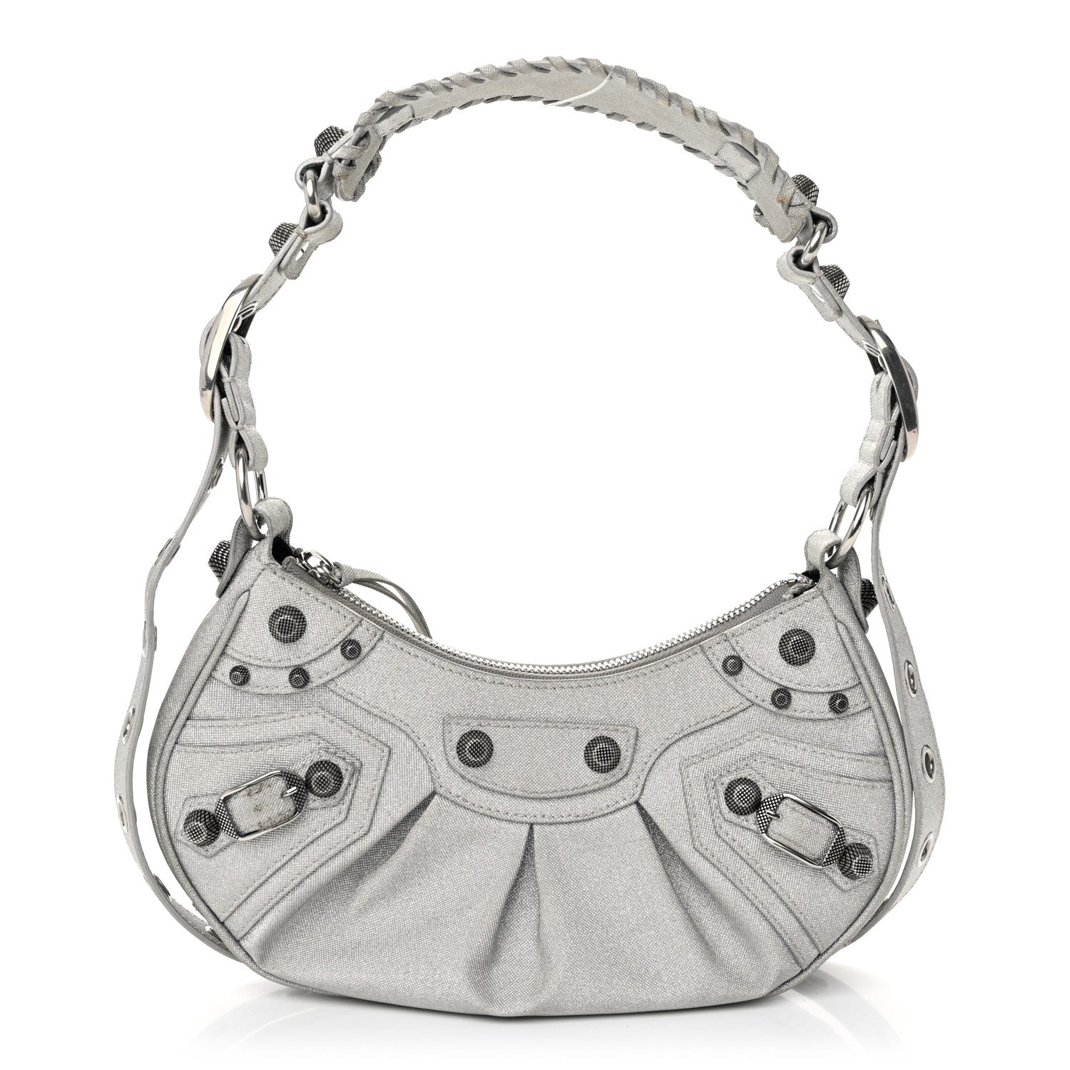 バレンシアガ LE CAGOLE バッグ シルバー Balenciaga Sparkling Fabric Le Cagole Shoulder Bag XS Silver