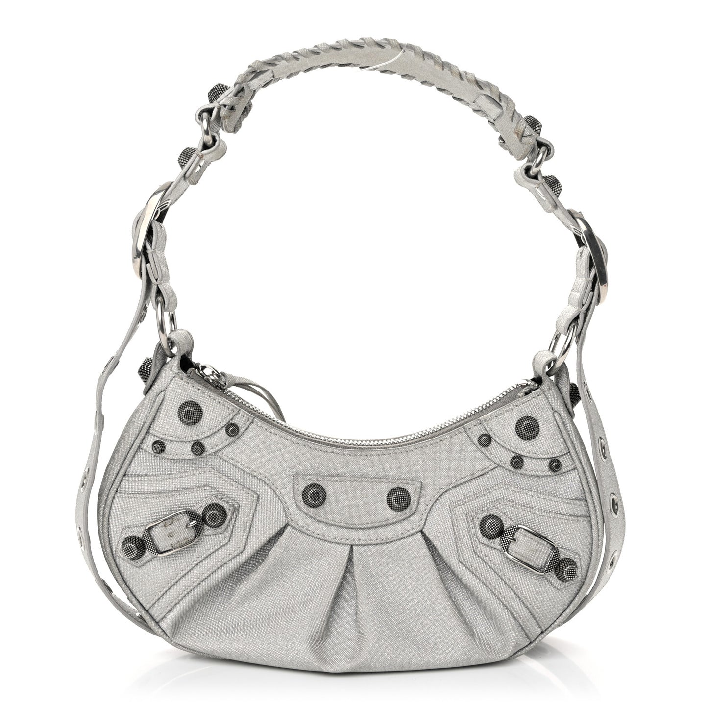 Sparkling Fabric Le Cagole Shoulder Bag XS Silver