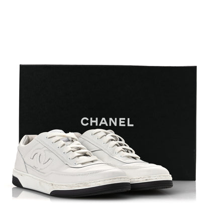 Chanel Calfskin CC Womens Sneakers 38 White Black 13 of 13