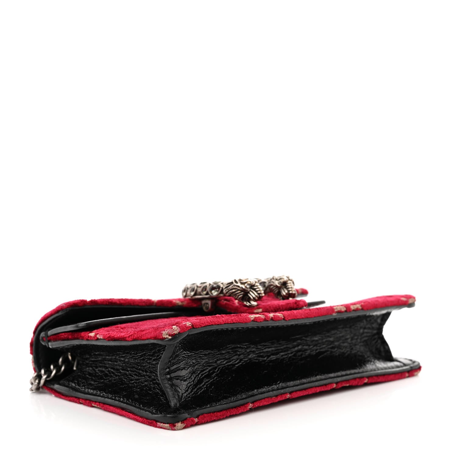 Gucci Velvet GG Monogram Super Mini Dionysus Shoulder Bag Red Cipria Black 4 of 9