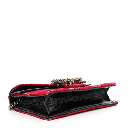 Gucci Velvet GG Monogram Super Mini Dionysus Shoulder Bag Red Cipria Black 4 of 9