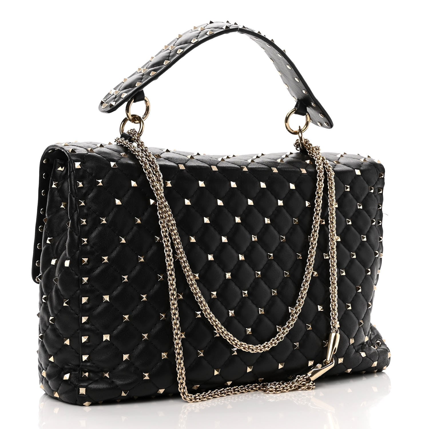 Valentino Garavani Lambskin Maxi Rockstud Spike Shoulder Bag Black 2 of 10