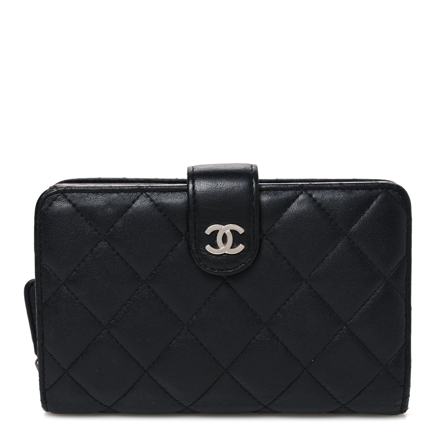 Chanel Lambskin Quilted Zipped Pocket Wallet Black 1 of 9