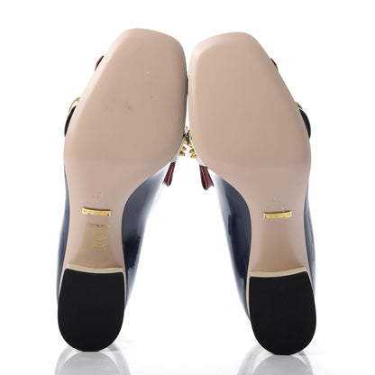 Gucci Vernice Studded GG Marmont Fringe 50mm Loafer Pumps 37 Blue Agata Hibiscus Red Mystic White 5 of 10