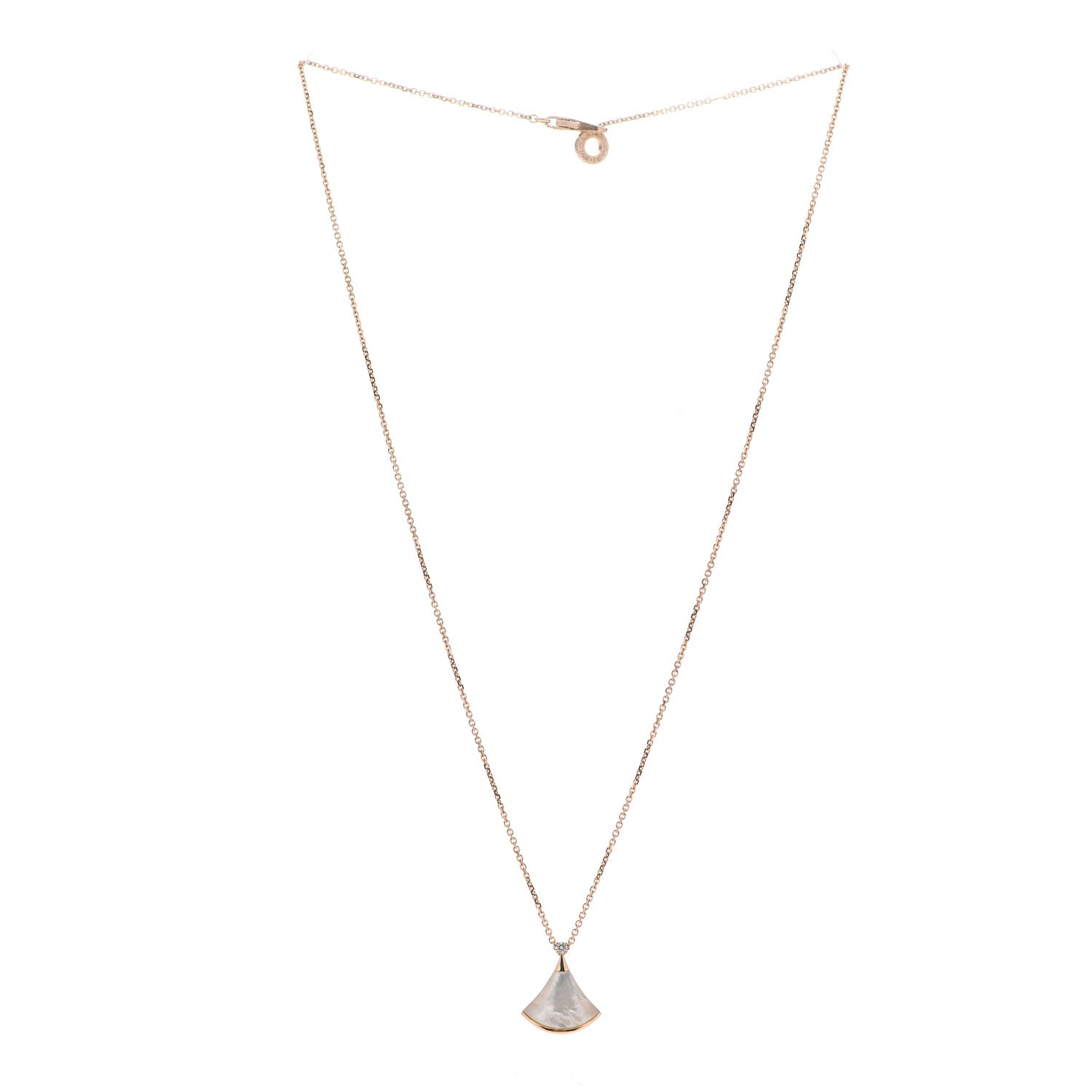 Bulgari 18K Rose Gold Diamond Mother of Pearl Small Divas' Dream Pendant Necklace 3 of 8