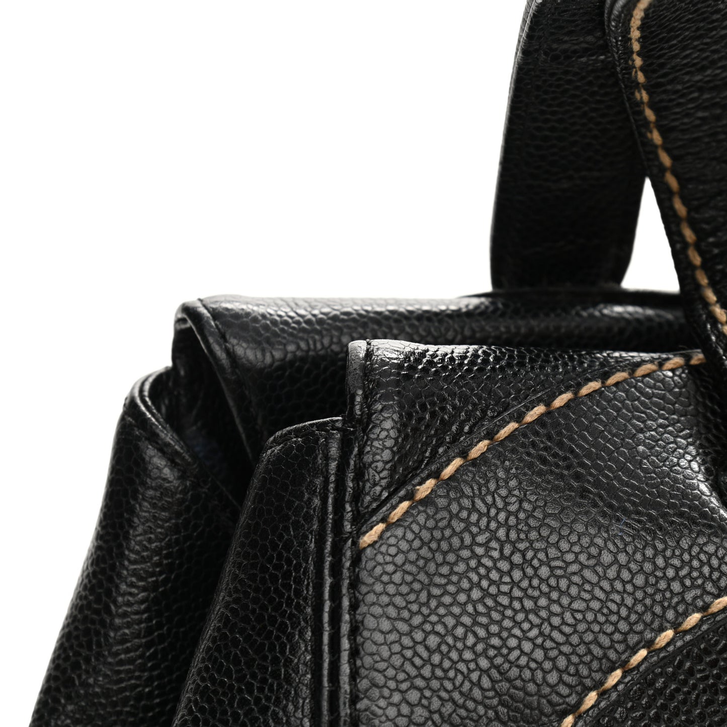 Caviar CC Stitched Small Tote Black