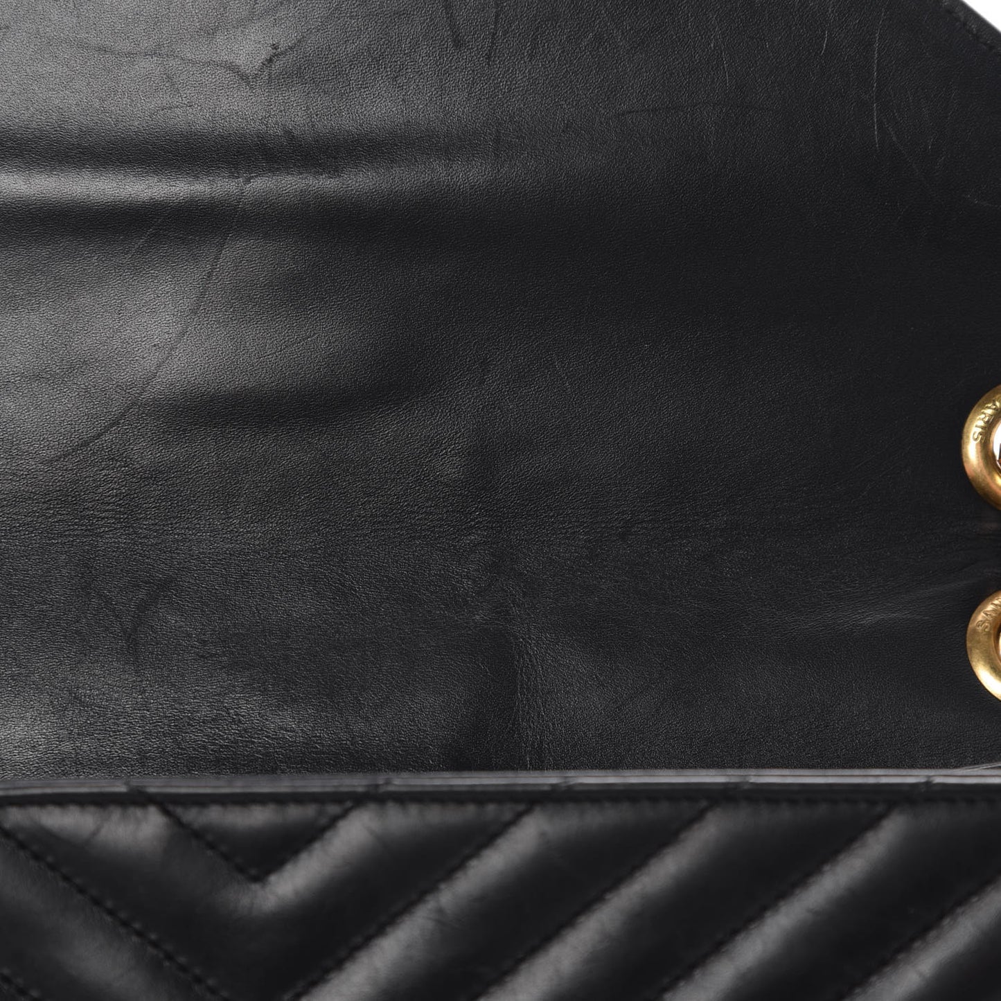 Smooth Calfskin Matelasse Chevron Large Monogram Satchel Black