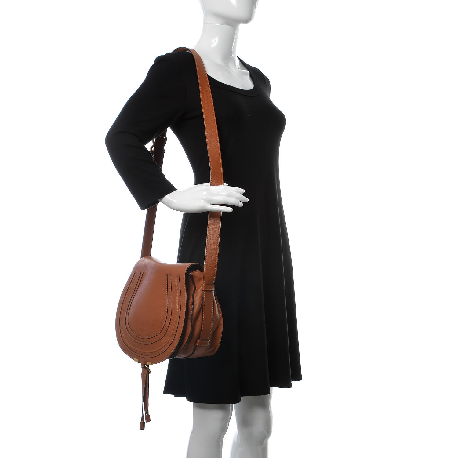 Chloe Calfskin Medium Marcie Round Crossbody Bag Tan 2 of 9