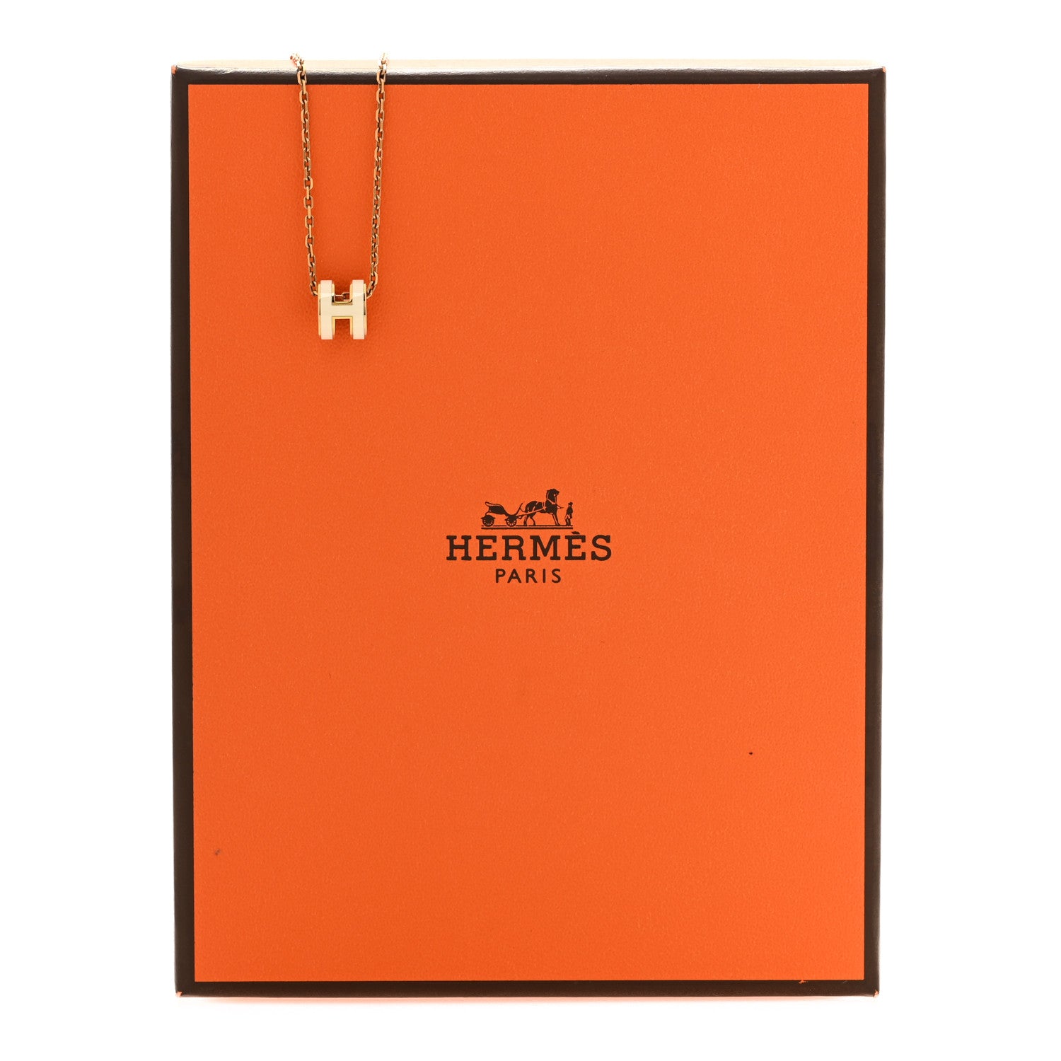 Hermes Lacquered Gold Mini Pop H Pendant Necklace White 7 of 7