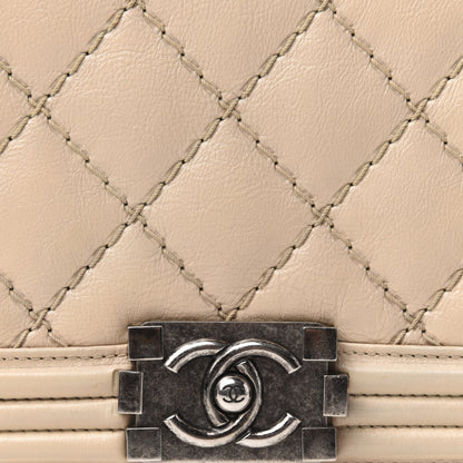 Chanel Calfskin Quilted Double Stitch New Medium Boy Flap Beige 12 of 12