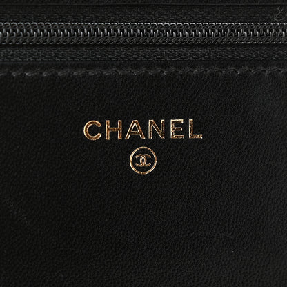 Chanel Lambskin Quilted CC Pearl Crush Wallet on Chain WOC Black 6 of 10