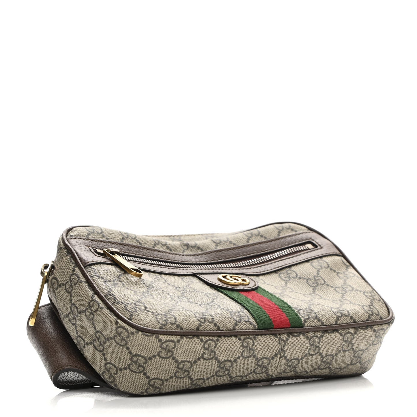 Soft GG Supreme Monogram Medium Ophidia Belt Bag Dark Brown